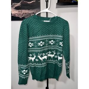 Green MissKy Long Sleeve Winter Pattern Women's Sweater sz L